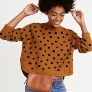 Madewell cheetah print mustard sweater